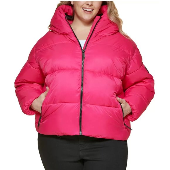 Calvin Klein Jeans Trendy Plus Size Hooded Puffer Jacket - 1X - Picture 1 of 15